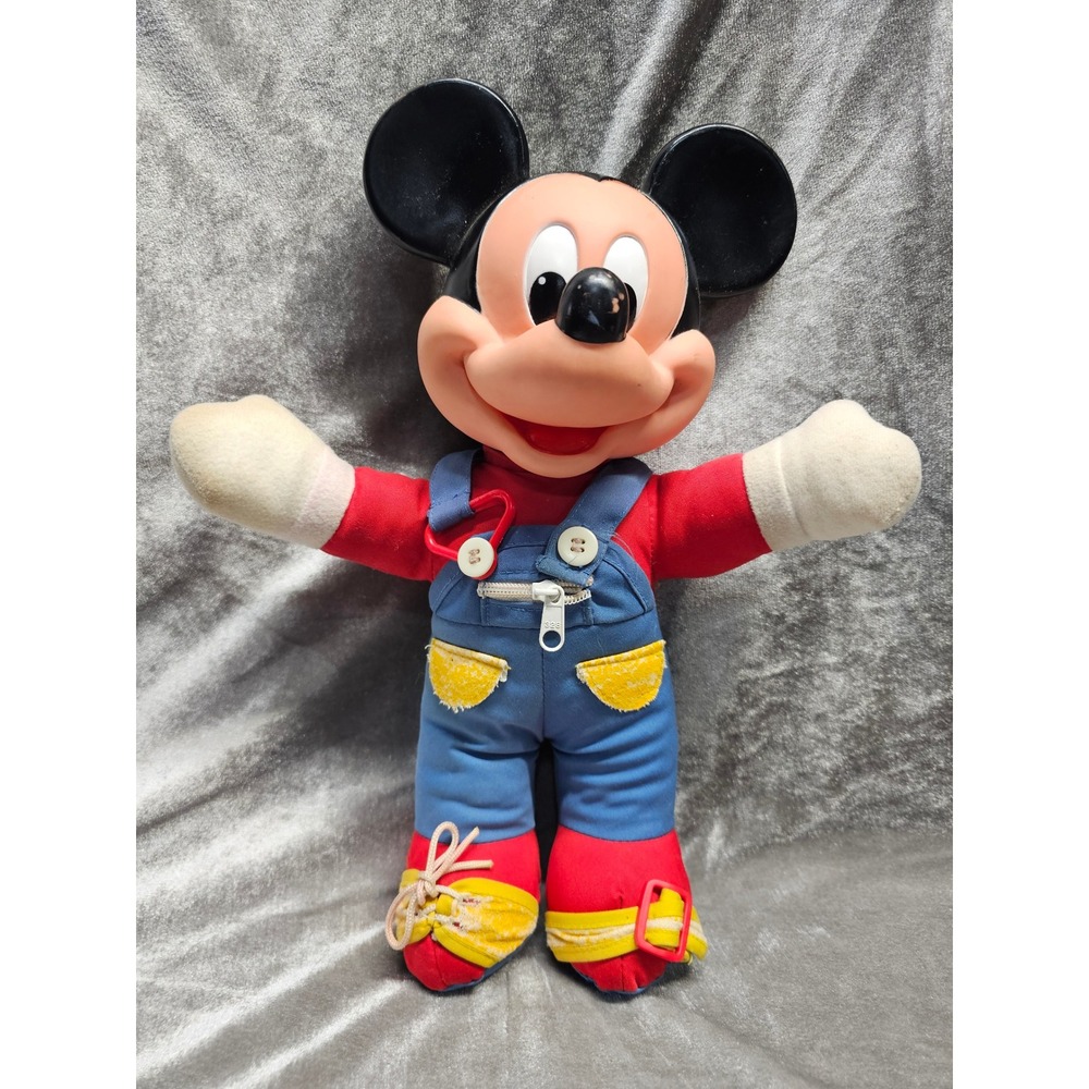 Vintage Disney Mickey Mouse Dress Me Learning Plush Mattel 15 Inch 0792HR